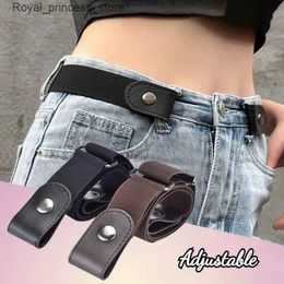 Belts New adjustable elastic waistband with invisible buckle and unbuttoned womens jeans dress without buckle Q240425