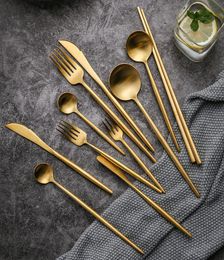 Dinnerware Sets 304 Stainless Steel Gold Cutlery Set Dinner Fork Knife Spoon Chopsticks Silverware Tableware2561040