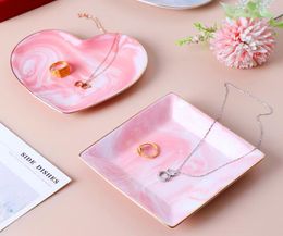 Dishes Plates Nordic Ceramic Marble Storage Tray Heartshaped Jewellery Dessert Wedding Gift2310257