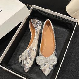 Dress Shoes 2024 Spring Brand Women Flat Fashion Round Toe Shallow Slip On Ladies Flats Bow Tie Ballerina Soft Sole Loafer