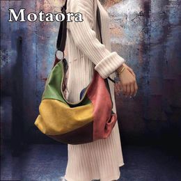 Drawstring MOTAORA Large Women Patchwork Leather Shoulder Bag Luxury Designer Female Genuine Crossbody Bags Girls Soft Hobo Handbag