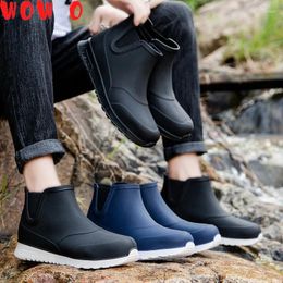 Casual Shoes Rain Boots Man Rubber Fashion Ankle Round Toe Plarform Outdoor Non-slip Slip On Men Fishing