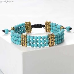 Beaded Natural Stone Beads Bracelet 4mm Malachite Black Lava Yoga Energy Hot Couple For Women Men Jewellery Braided Rope Knot Bangle Gift