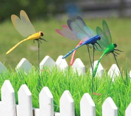 Dragonfly On Sticks Gardening Decoration Simulation Dragonfly Home Decoration Wall Background Halloween Garden Vase Lawn Art Craft4960796