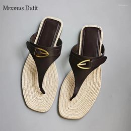 Sandals 2024Summer Fashion Versatile Clip Feet Flat Bottom Cool Drag Lazy Slippers For Women To Wear Externally Non Slip Beach Shoes