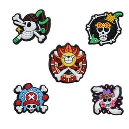 14colors one piece characters Anime charms wholesale childhood memories funny gift cartoon charms shoe accessories pvc decoration buckle soft rubber clog charms