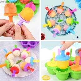 Ice Cream Tools 7-hole DIY ice cream stick silicone Mould baby fruit milkshake ball manufacturer home kitchen accessory tool Q240425