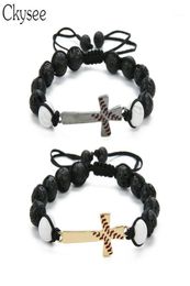 Ckysee Handmade Braided Macrame Bck ve Stone Beaded Bracelet Baseball Bracelet Jewelry For Women And Men19939964