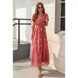 Party Dresses Long Elegant For Women Casual Female Chiffon Dress Ladies Loose Summer Chic Clothing Woman Holiday Flower Robe