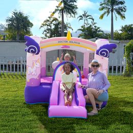 The Moonwalk Unicorn Bounce House Kids Inflatable Playhouse Indoor Jumping Castle with Slide Ball Pit Toys Fun Outdoor Jumper Kids Party Entertainment Yard Bouncer