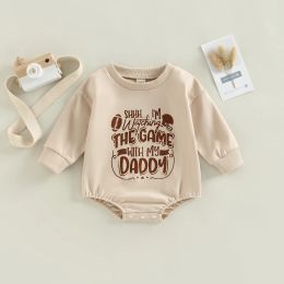 One-Pieces 20220906 Lioraitiin 018M Autumn Infant Baby Boys Girls Spring Bodysuit Letter Print Long Sleeve Snap Jumpsuit Fall Clothes