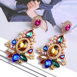 Dangle Earrings Teardrop Shiny Colourful Glass Drop For Women Trend Luxury Design Charm Unusual Pendant Prom Jewellery