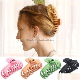 Hair Pins 12 Pieces Large Matte Claw Clips - 4.3 Inch Nonslip Big Clamps Perfect Jaw For Women Thinner Styling Care Tools Drop Deliver Dhnx8