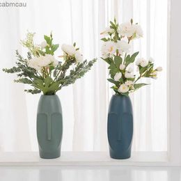 Vases Nordic Imitation Glaze Vase Home Decor Simple Plastic Vase Plant Holder Living Room Dried Flower Arrangement Wedding Decoration