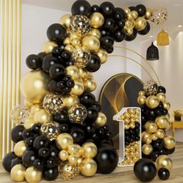 Party Decoration Black Gold Balloon Garland Arch Kit Latex Confetti Happy 30 40 50th Years Old Birthday Decor Anniversary