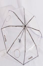 Designer Transparent Umbrellas Female Letter Pattern Folding Fullautomatic Umbrella6803485