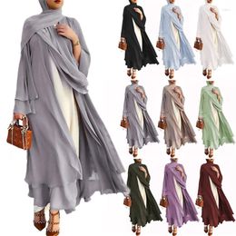 Ethnic Clothing Open Abaya Chiffon Muslim Women Kimono Cardigan Long Maxi Dresses Turkey Arab Kaftan Dubai Islam Ramadan Eid Party Gowns