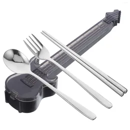 Dinnerware Sets Cutlery Spoons Silverware Set Travel Utensils Case Stainless Steel Lunch Forks Reusable