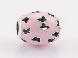 2017 New Butterfly Beads With Light Pink Enamel Animal Charm Bead 925 Sterling Silver Fine Jewellery Fits European Bracelet DIY Maki1235087