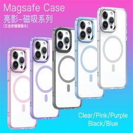 2014 HOT Transparent Clear Phone cases For iPhone 15 14 Pro Max 13 12 11 Pro Max XR XS 7 8 Plus Magnetic Wireless Charging Cover Shockproof non-yellowing Acrylic