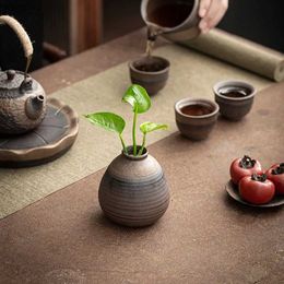 Vases Ancient Early-fired Coarse Pottery Floret Retro Ceramic Rust Glaze Tea Ceremony Tea Table Zen Decoration Small Ornaments Vase