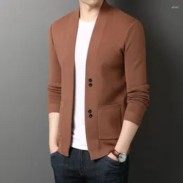 Men's Sweaters 2024 Spring And Autumn Fashion Business Leisure V-neck Long Sleeve Sweater Coat Loose Versatile Solid Colour Top