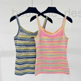 Women's Tanks & Camis designer brand Gaoding 24 Summer New Small Fragrant Wind Fashion Sexy Rainbow Stripe Knitted Sling 5FSB