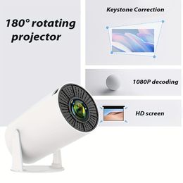 180ANSI Lumens Same-screen Version, 260° Rotating Stand, Native 600P Supports Decoding 4K Video Playback, Portable Projector Home Theater, Compatible With HD/USB