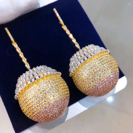 Dangle Earrings Missvikki Luxury Rhinestone Big Ball Pendant For Women Bridal Dangling Party Wedding Jewellery Gifts