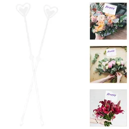 Decorative Flowers Heart Shaped Card Plastic Flower Pick Gift Picks Floral Holder Stick Arrangements Sticks Wedding Decorations Ceremony