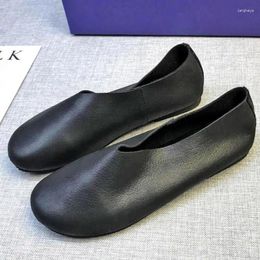 Casual Shoes Summer Handmade Retro Female Comfortable Genuine Leather Moccasins Mother Loafers Soft Ballet Flats