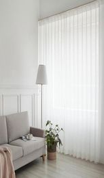 White Tulle Curtain for Living Room Decoration Modern Chiffon Solid Sheer Voile Kitchen Curtain el Window Tulle8155066