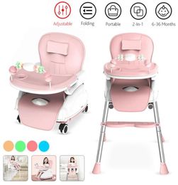 2In1 Adjustable Tray Foldable Portable Kids Baby High Chair Portable Multifunctional Eating Chair With Seat Wheels 636 Months L7463703911