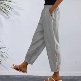 Women's Pants Women Straight-leg Sweatpants Stylish Summer Casual With Elastic Waist Loose Fit Design Side Hollow For Streetwear
