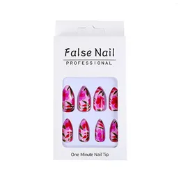 False Nails Pink Nail With Flower Printed Charming Comfortable To Wear Manicure For Lovers And Beauty Bloggers