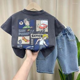 Clothing Sets Teenage Boy Summer Printing Outfits Baby Kid Children Set Thin Short Sleeves Patchwork Shirt Shorts 2 Pc Casual Suit