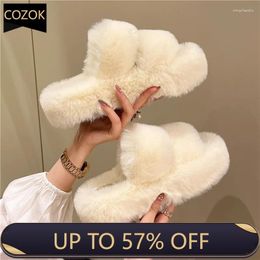 Slippers Winter Open Toe Fashion Platform Flat Heels For Women Casual Slipper Bedroom Shoes Soft Outdoor Size 36-41