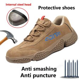 Boots Men Safety Shoes Mesh Toe Anti Puncture Impact Resistant Anti Slip Comfort Labor Equipment Anti Smashing Piercing Protect Shoes