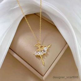 Pendant Necklaces Fashionable Ballerina Girl Light Luxurious Temperament Jewelry Necklace Classic Versatile Retro Stainless Steel Clavicle Chain