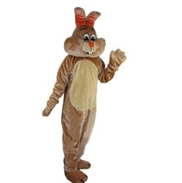 2024 Adult size Beige Rabbit mascot costume Cartoon Character Outfits Suit Furry Suits Halloween Carnival Birthday Party Dress