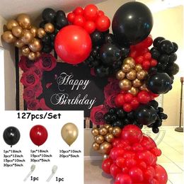 Party Decoration 127pcs Red And Black Gold Balloons Garland Arch Kit Birthday Theme Valentines Day Wedding Air Globos