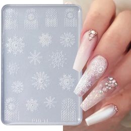 Art Silicone Nail Carving Mould With Scraper Snowflake Sweater Knitting Design Acrylic Engraved Template Gel Painting Stencils Tools