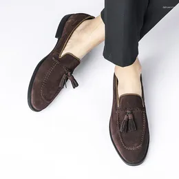 Casual Shoes A038 Fashion Round Toe Men's Dress Tassel Design Suede Male Footwear Comfortable Leisure Boy