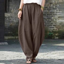 Women's Pants Women Ramie Oversized Loose Bloomers High Quality Natural Cotton Harem Vintage Pastoral Yoga Trousers