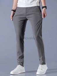 Pantaloni da uomo pantaloni uomini 2024 pantaloni casual di seta di ghiaccio estate uomini dritti elastici elastici sottili elastri rapidi sport sport traspiratori traspiranti d240425