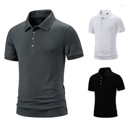 Men's Casual Shirts Men T-shirt Short Sleeved Clothing Slim Fit Pit Collar Fashionable Solid Colour