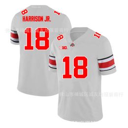 Ncaa Seven Leaf Grey Ohio State Buckeyes 18 Harrison Jr. Jersey