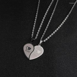 Pendant Necklaces Couples Jewellery Heart Couple Necklace Stainless Steel Engraved Love Pendants Valentine's Day