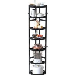 Keep Your Kitchen Organised with 7-Tier Adjustable Pan Organiser Rack - Heavy Duty Pot Rack for Premium Kitchen Organisation in Black