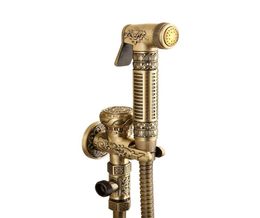 Bidet Faucets Brass Antique Health Faucet Wall Mounted Toilet Spray Gun Cleaner Flush Nozzle BidetBidet FaucetsBidet3511560